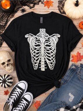 Black Skeleton Graphic Tee - Men's Casual Shirt